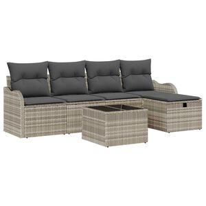 vidaXL Gartensofa-set mit Kissen 6 pcs Hellgrau Poly-Rattan