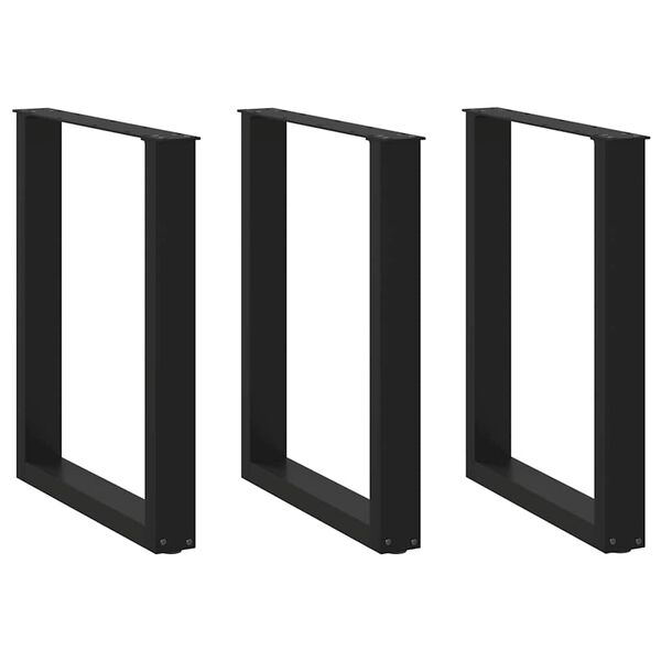vidaXL Esstischbeine U-Form 3 Stk. Schwarz 70x(72-73) cm Stahl