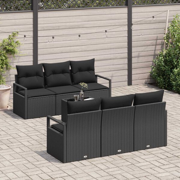 vidaXL Sofa Set 7 pcs Schwarz Poly-Rattan