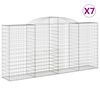 vidaXL Gabionen mit Hochbogen 7 Stk. 300x50x140/160cm Verzinktes Eisen
