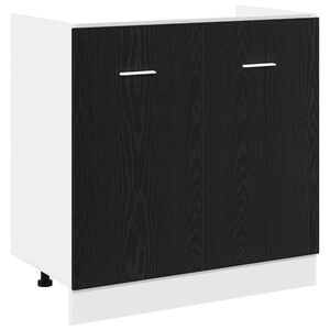 vidaXL Unterschrank f&uuml;r Sp&uuml;le Schwarz Eiche 80x46x81,5 cm Holzwerkstoff