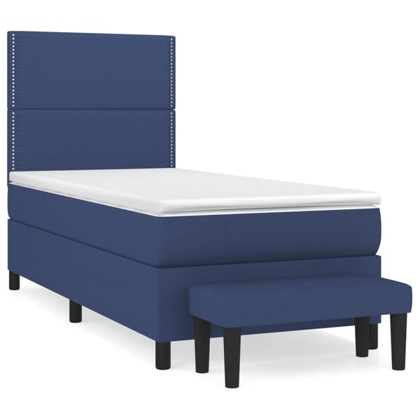 vidaXL Boxspringbett mit Matratze Blau 100x200 cm Stoff