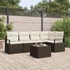 vidaXL Sofa Set mit Kissen 6 pcs Braun Poly Rattan