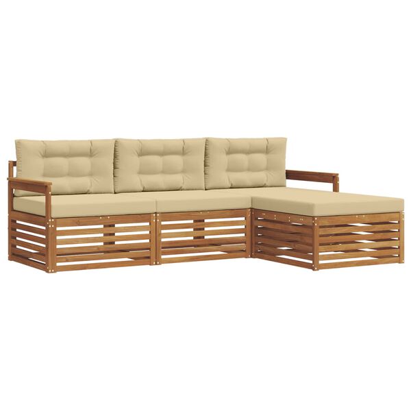 vidaXL Outdoor-Sofagarnitur mit Kissen 4 pcs Natur und Beige