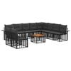 vidaXL Outdoor-Sofagarnitur 11 Stk. Schwarz und Dunkelgrau Polyester