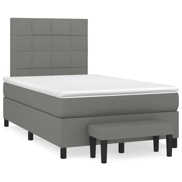vidaXL Boxspringbett mit Matratze Dunkelgrau 120x200 cm Stoff