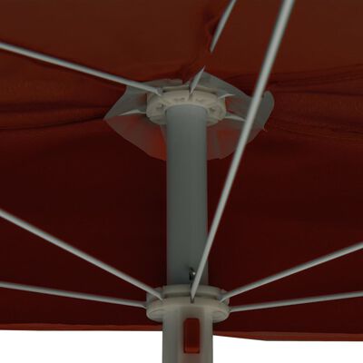vidaXL Halb-Sonnenschirm mit Mast 180x90 cm Terracotta-Rot