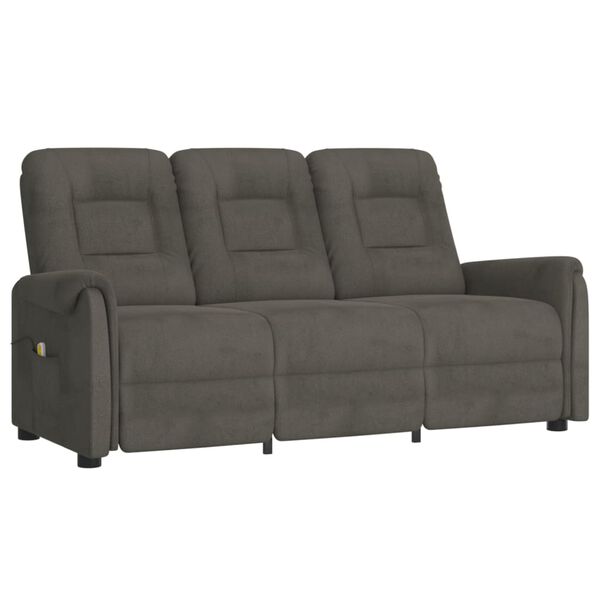 vidaXL 3-Sitzer Massagesessel Dunkelgrau Mikrofaser-Gewebe