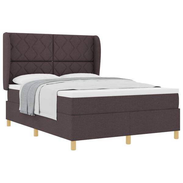 vidaXL Boxspringbett mit Matratze Dunkelgrau 90x190 cm Dunkelbraun