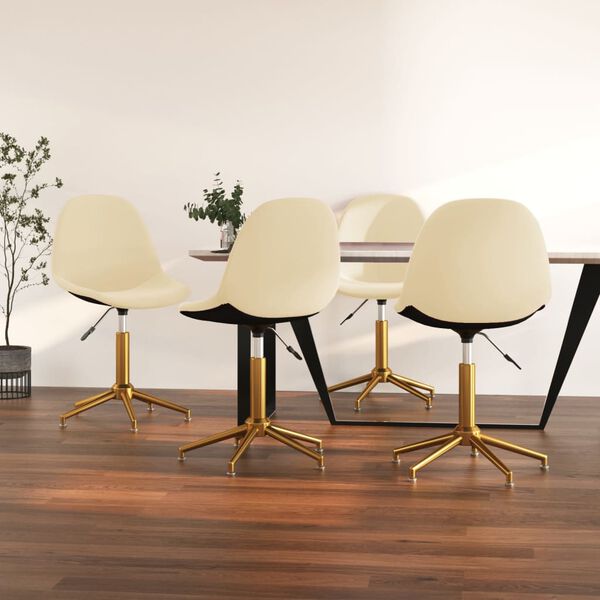 vidaXL Esszimmerst&uuml;hle 4 Stk. Drehbar Creme Samt