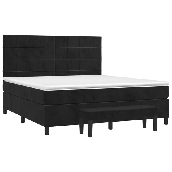 vidaXL Boxspringbett mit Matratze Schwarz 160x200 cm Samt