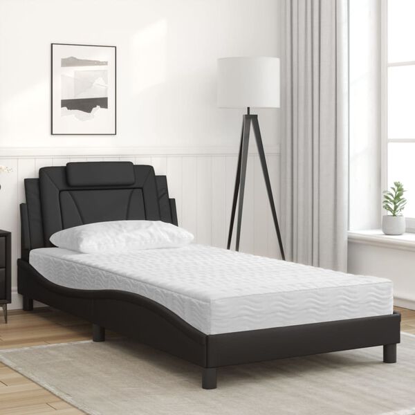 vidaXL Bett "Viana" mit Matratze Schwarz 100x200 cm Kunstleder