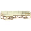 vidaXL Outdoor-Sofagarnitur mit Kissen 5 pcs Wei&szlig; und Creme Polyester