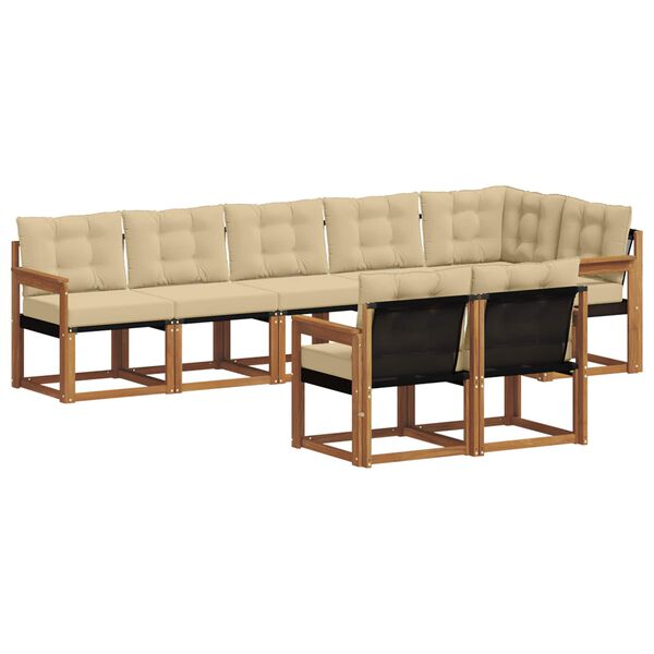 vidaXL Outdoor-Sofagarnitur mit Kissen 8 pcs Natur und Beige