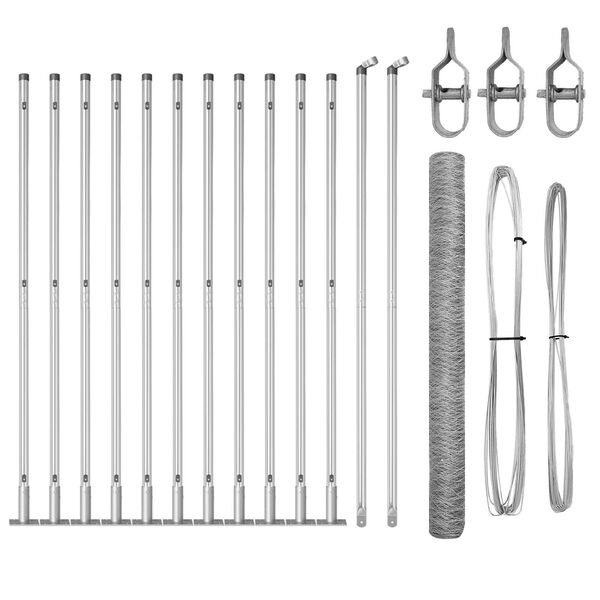 vidaXL Zaun mit Pfosten Silber 1,4 x 25 m PVC-beschichteter Stahl