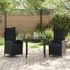 vidaXL Garten Essgruppe mit Kissen 3 pcs Schwarz Poly-Rattan