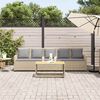 vidaXL Gartensofa 5-Sitzer mit Kissen Beige Poly Rattan