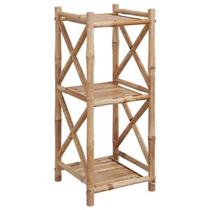 vidaXL Standregal mit 3 B&ouml;den Quadratisch Bambus