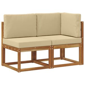 vidaXL Outdoor Mittel- und Ecksofa mit Kissen 2 St&uuml;ck Natur und Beige
