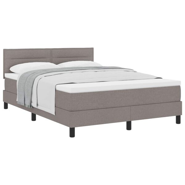 vidaXL Boxspringbett mit Matratze Taupe 140 x 190 cm Stoff