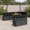 vidaXL Garten-Sofa-Set mit Speicher 9 pcs Schwarz Poly Rattan