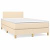 vidaXL Boxspringbett mit Matratze & LED Creme 120x190 cm Stoff