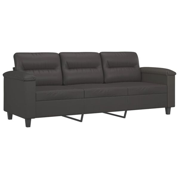 vidaXL 3-Sitzer-Sofa Grau 180 cm Kunstleder