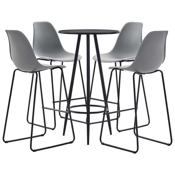 vidaXL 5-tlg. Bar-Set Kunststoff Grau