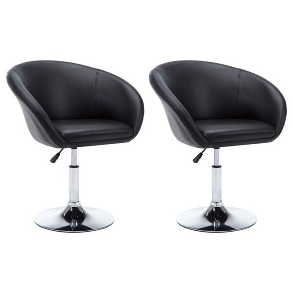 vidaXL Esszimmerstühle 2 Stk. Drehbar Schwarz Kunstleder