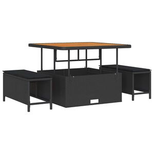 vidaXL Garten Essgruppe Schwarz Poly Rattan