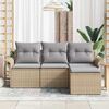 vidaXL Garten-Sofa-Set mit Kissen mit Speicher 4 pcs Beige Poly Rattan