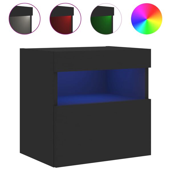 vidaXL TV-Wandschrank mit LED-Leuchten Schwarz 40x30x40 cm