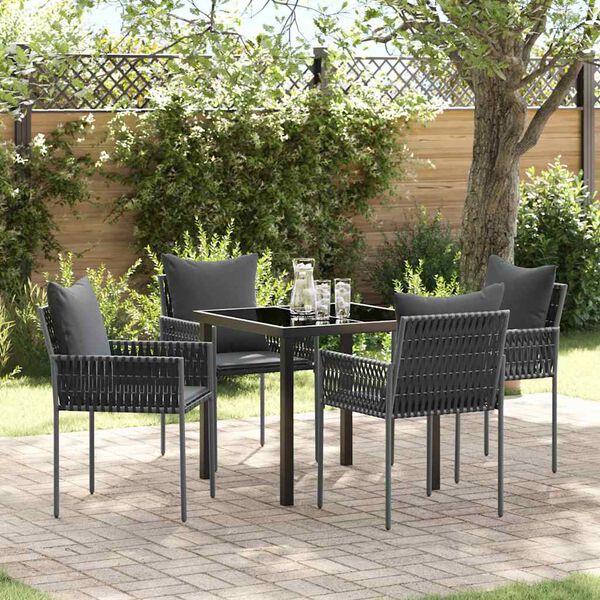 vidaXL Garten Essgruppe 5 pcs Schwarz und Grau PE-Rattan