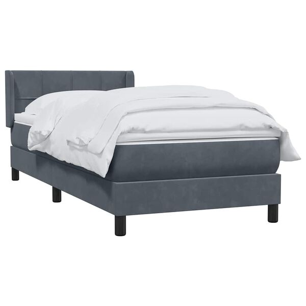 vidaXL Boxspringbett mit Matratze Dunkelgrau 80x210 cm Samt