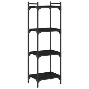 vidaXL B&uuml;cherregal 4 B&ouml;den Schwarz 40x30x120 cm Holzwerkstoff