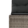 vidaXL Gartensofa mit Tisch und Kissen Rund Grau Poly Rattan