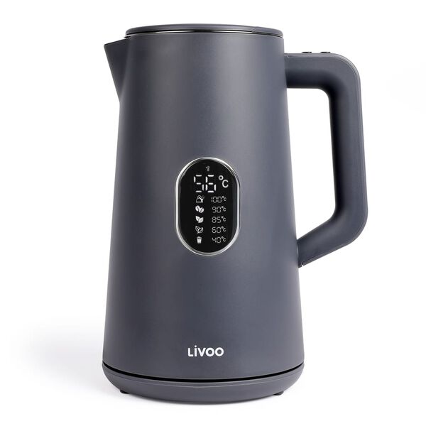 Livoo Wasserkocher mit Digitalanzeige Edelstahl 1,5 L Grau
