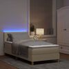 vidaXL LED Boxspringbett mit Matratze mit LED Creme 100 x 200 cm Stoff