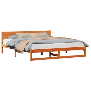 vidaXL Bettrahmen Wachsbraun 200 x 200 cm Massives Kiefernholz