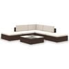 vidaXL 6-tlg. Garten-Lounge-Set mit Auflagen Poly Rattan Braun