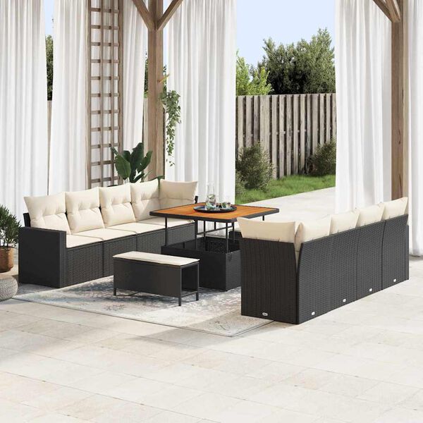 vidaXL Garten-Sofa-Set 11 pcs Schwarz Poly-Rattan