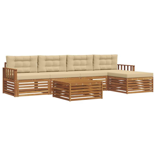 vidaXL Outdoor-Sofagarnitur mit Kissen 6 pcs Natur und Beige