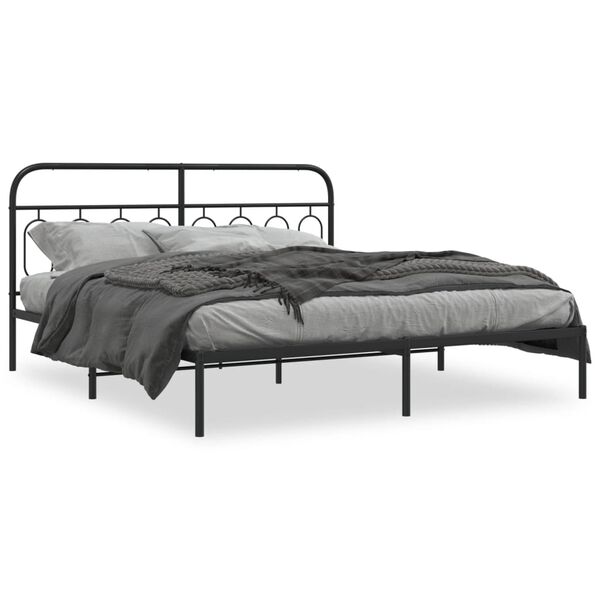 vidaXL Bettgestell mit Kopfteil Metall Schwarz 193x203 cm