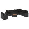 vidaXL 11-tlg. Garten-Sofagarnitur mit Kissen Schwarz Poly Rattan
