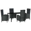 vidaXL Garten Essgruppe mit Kissen 5 pcs Schwarz Poly-Rattan