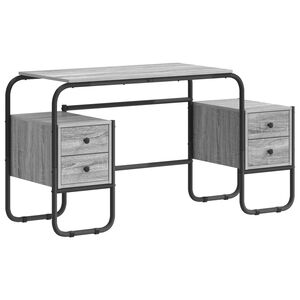 vidaXL Schreibtisch mit Stauraum Sonoma-Grau 145 x 50 x 75 cm