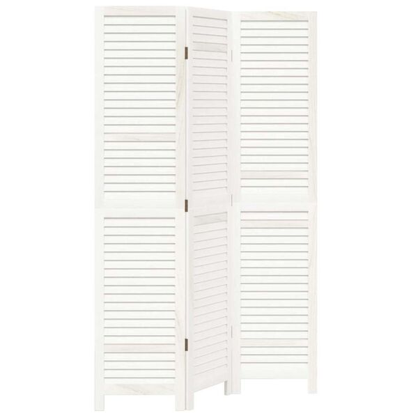 vidaXL 3-tlg. Raumteiler Weiß Massivholz Paulownia