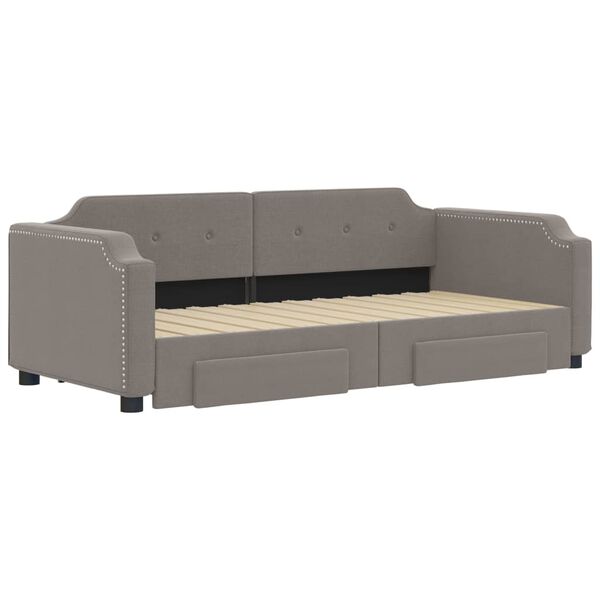 vidaXL Tagesbett Ausziehbar mit Schubladen Taupe 90x200 cm Stoff