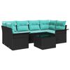vidaXL Gartensofa-set mit Kissen 7 pcs Schwarz Poly-Rattan