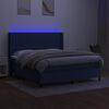 vidaXL Boxspringbett mit Matratze & LED Blau 180x200 cm Stoff